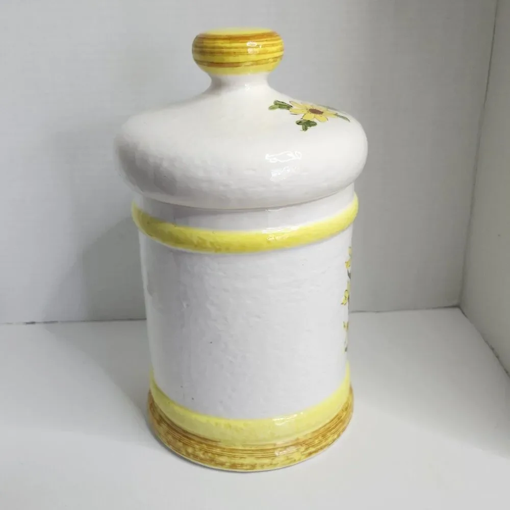 Vtg Sears Roebuck & Co Canister, Daisy Yellow And White